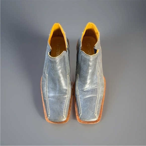 Wexford Leather Square Toe Loafers Steel Blue Men’s 45 EU 12 US Made In Italy - Picture 1 of 9